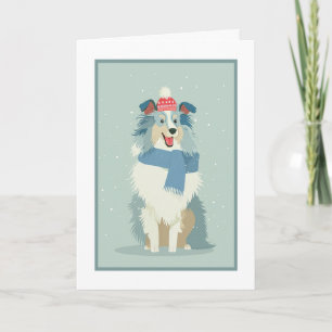 Blaue Merle Sheltie-Weihnachtsgruß Karte