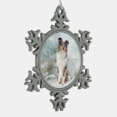 Blaue Merle Sheltie Weihnachtsverzierung Schneeflocken Zinn-Ornament (Links)