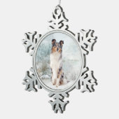 Blaue Merle Sheltie Weihnachtsverzierung Schneeflocken Zinn-Ornament (Rechts)