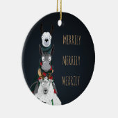 Blaue "Merrily Merrily Merrily" Wintertiere Keramik Ornament (Rechts)