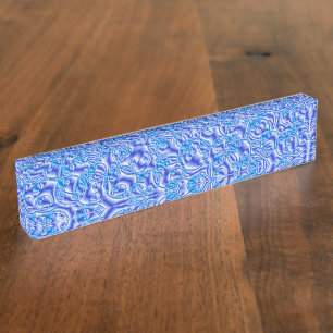 Blaue Metallblasen Namensplakette