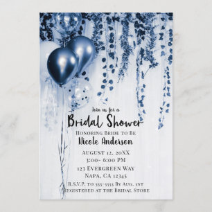 Blaue Metallic Partyballons Efeu Brautdusche Einladung