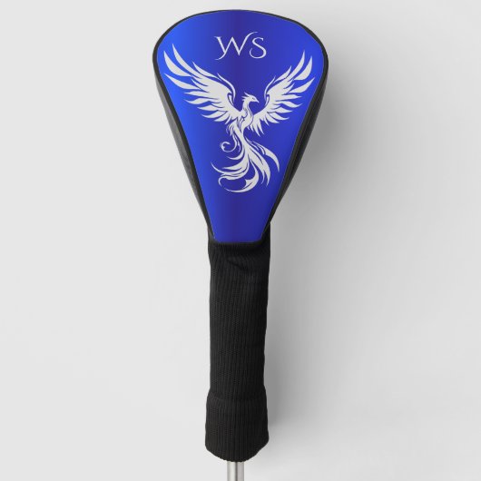 Blaue Metallic Silber Phoenix Monogramm Anfangsbuc Golf Headcover (Vorderseite)