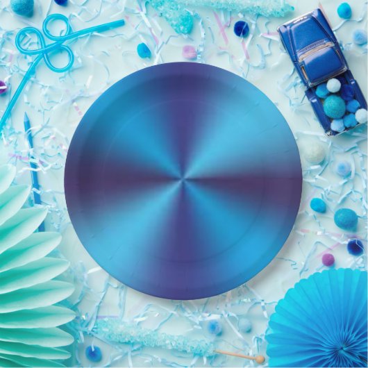 Blaue Metallic Textur Pappteller (Party)