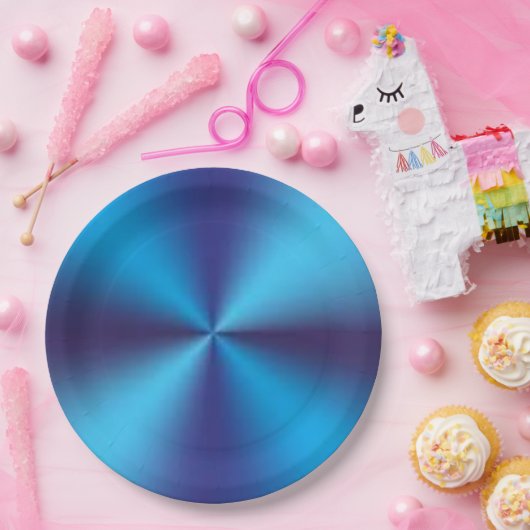 Blaue Metallic Textur Pappteller (Party)