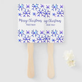 Blaue metallisch glänzende Schneeflocken Weihnacht Fächer (Vorne und Hinten)