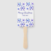 Blaue metallisch glänzende Schneeflocken Weihnacht Fächer (Rückseite)