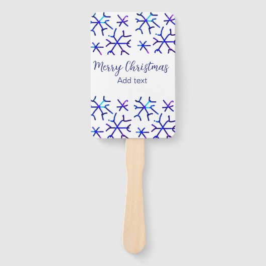 Blaue metallisch glänzende Schneeflocken Weihnacht Fächer (Vorderseite)