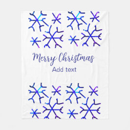 Blaue metallisch glänzende Schneeflocken Weihnacht Fleecedecke