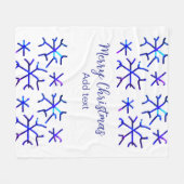 Blaue metallisch glänzende Schneeflocken Weihnacht Fleecedecke (Vorderseite (Horizontal))