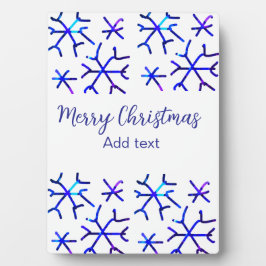 Blaue metallisch glänzende Schneeflocken Weihnacht Fotoplatte