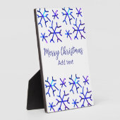 Blaue metallisch glänzende Schneeflocken Weihnacht Fotoplatte (Seite)