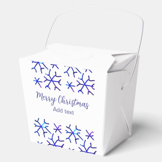 Blaue metallisch glänzende Schneeflocken Weihnacht Geschenkschachtel (Vorderseite)