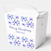 Blaue metallisch glänzende Schneeflocken Weihnacht Geschenkschachtel (Rückseite)