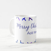 Blaue metallisch glänzende Schneeflocken Weihnacht Kaffeetasse (Vorderseite Links)