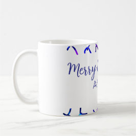 Blaue metallisch glänzende Schneeflocken Weihnacht Kaffeetasse