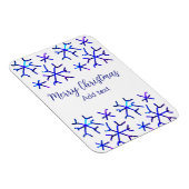 Blaue metallisch glänzende Schneeflocken Weihnacht Magnet (Rechte Seite)