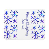 Blaue metallisch glänzende Schneeflocken Weihnacht Magnet (Horizontal)