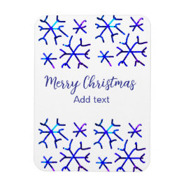 Blaue metallisch glänzende Schneeflocken Weihnacht Magnet