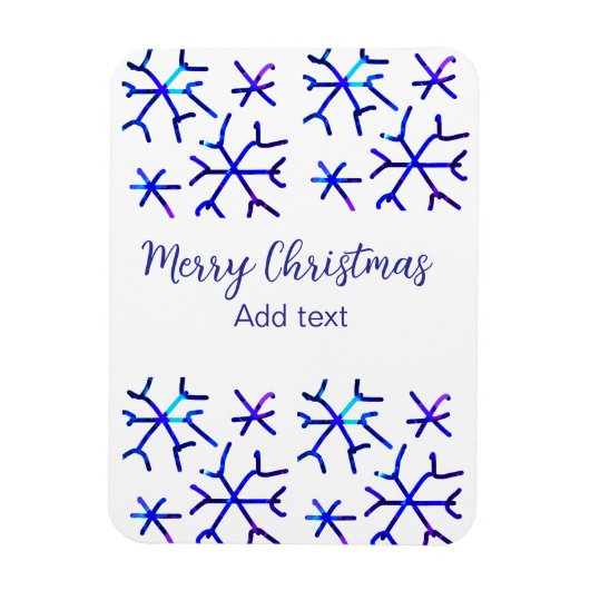 Blaue metallisch glänzende Schneeflocken Weihnacht Magnet (Vertikal)