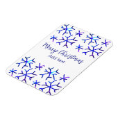Blaue metallisch glänzende Schneeflocken Weihnacht Magnet (Linke Seite)