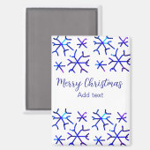 Blaue metallisch glänzende Schneeflocken Weihnacht Magnet (Vorderseite/Rückseite)