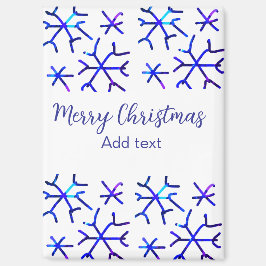 Blaue metallisch glänzende Schneeflocken Weihnacht Magnet