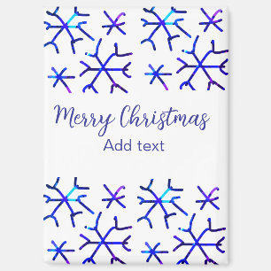Blaue metallisch glänzende Schneeflocken Weihnacht Magnet