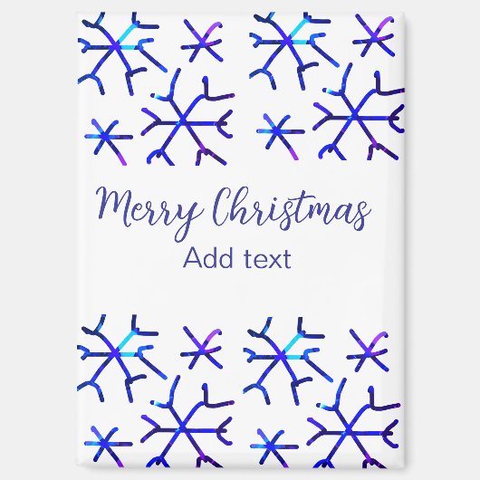 Blaue metallisch glänzende Schneeflocken Weihnacht Magnet (Vorderseite)