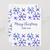 Blaue metallisch glänzende Schneeflocken Weihnacht Postkarte (Vorne/Hinten)