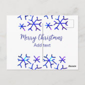 Blaue metallisch glänzende Schneeflocken Weihnacht Postkarte (Rückseite)