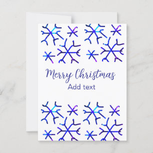 Blaue metallisch glänzende Schneeflocken Weihnacht Postkarte