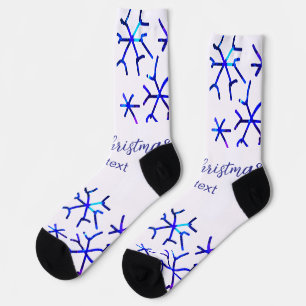 Blaue metallisch glänzende Schneeflocken Weihnacht Socken