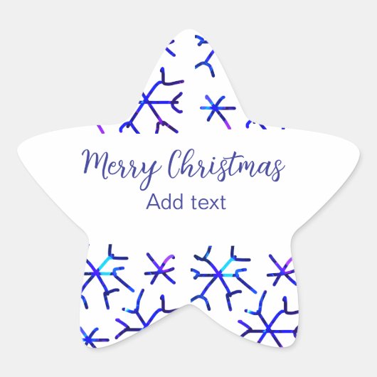 Blaue metallisch glänzende Schneeflocken Weihnacht Stern-Aufkleber (Vorderseite)