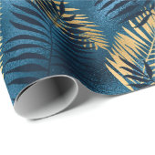 Blaue Metallische Elegant Tropisches Geschenk Geschenkpapier (Rolleneckpunkt)