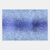 Blaue Metallische Glitzer-Sparkle-Muster Geschenkpapier Set (Vorderseite)