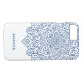 Blaue metallische Intricate Mandala Case-Mate iPhone Hülle (Rückseite (Horizontal))