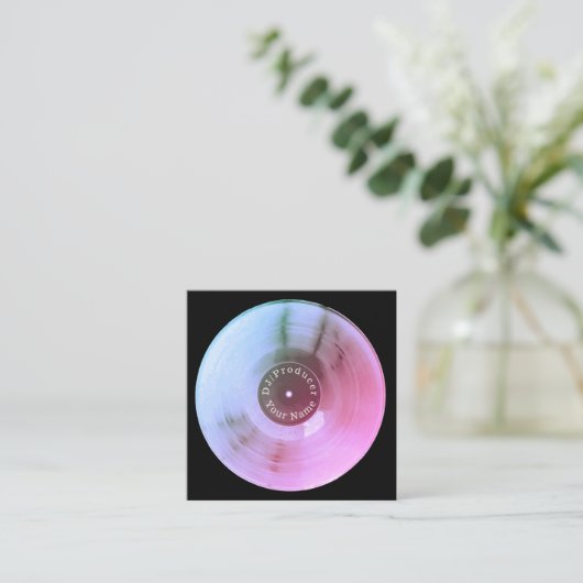 Blaue metallische quadratische visitenkarte (Stehend Vorderseite)