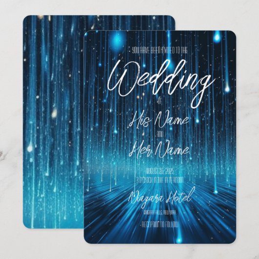 Blaue Meteordusche Landschaft Einladung (Vorne/Hinten)