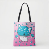 Blaue Mewshroom Miezekatze-Katzen-Pilz-Tasche Tasche (Vorderseite)