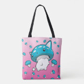 Blaue Mewshroom Miezekatze-Katzen-Pilz-Tasche Tasche (Rückseite)