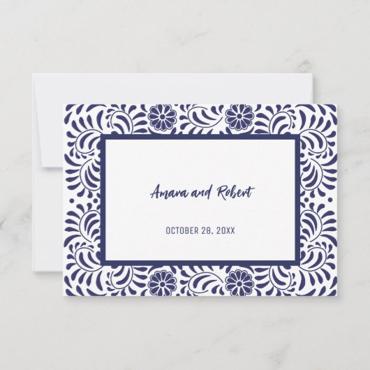 BLAUE MEXIKAN TALAVERA ENCLOUSURE CARD (Rückseite)