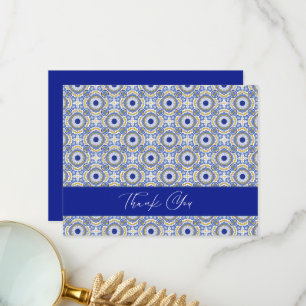 Blaue mexikanische Talavera spanische Hochzeit Dan Dankeskarte