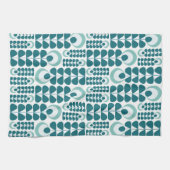 Blaue Mid-Mod-Blumenmuster Geschirrtuch (Horizontal)