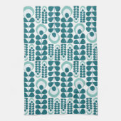 Blaue Mid-Mod-Blumenmuster Geschirrtuch (Vertikal)