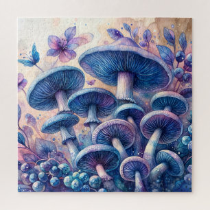 Blaue Milch Pilz Wasserfarbe Kunst Puzzle
