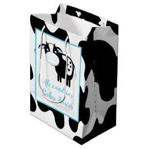 Blaue Milchkuh-Babyparty-Geschenk-Tasche Mittlere Geschenktüte