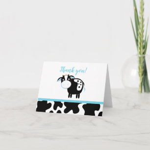 Blaue Milchkuh Junge Bauernhof Baby Shower Dankesc Dankeskarte