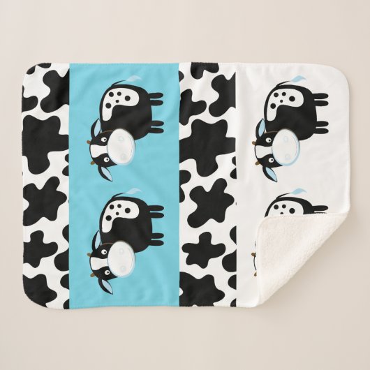 Blaue Milchkuh Muster Sherpa Blanket Sherpadecke (Vorderseite (Horizontal))