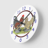 Blaue Mille Fleur Zwerghuhn-Uhr Runde Wanduhr (Winkel)